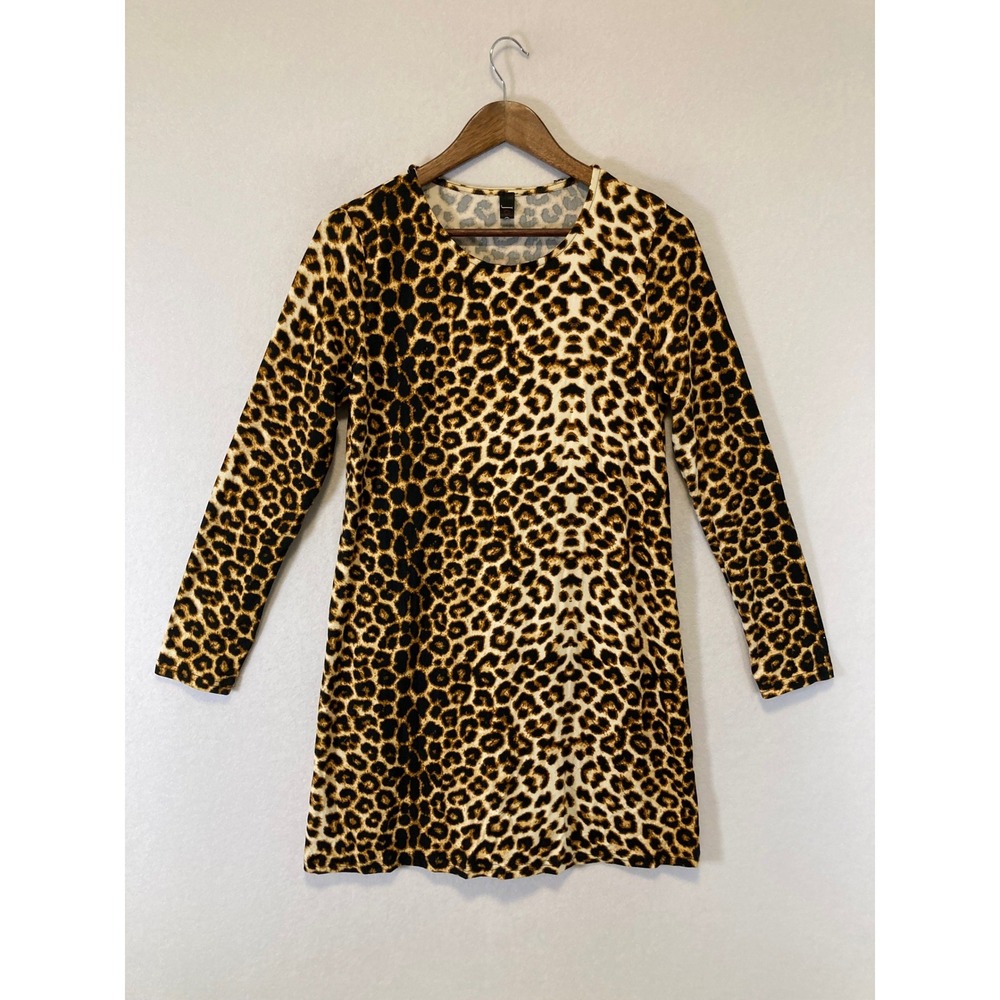 Indie Sleaze Joeoy Women Med Brown Leopard Print Long Sleeve Mini Dress DR000075